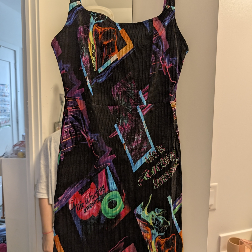 Desigual Black Dress with Vibrant Multicolor Print